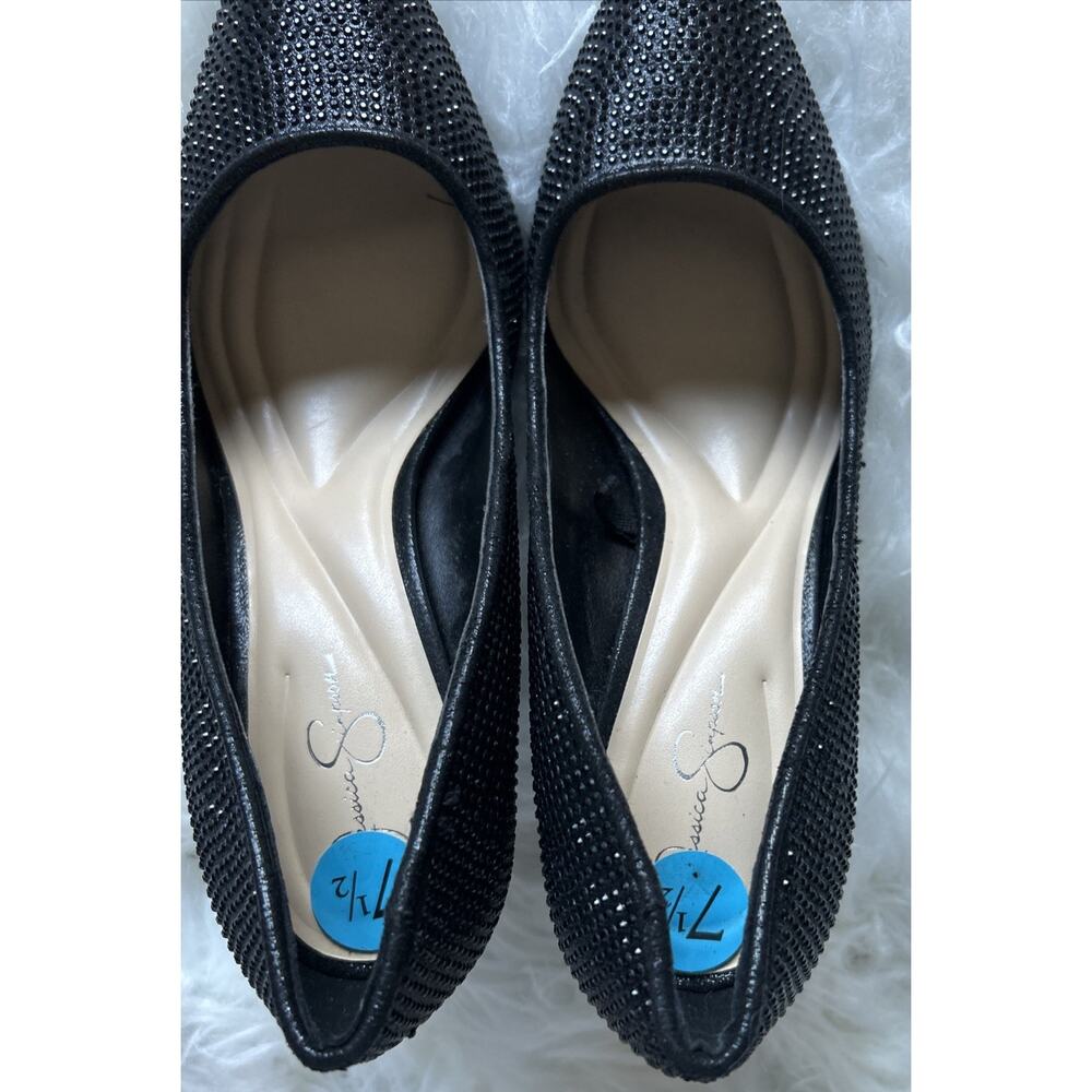 Jessica Simpson Stiletto Pumps 7.5 M Black Rhinestone Holiday Heels Party - Picture 12 of 14